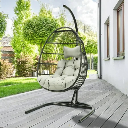 Clearance! Outdoor Egg Chair Patio Furniture, Hanging Wicker Egg Chair with Stand, Hammock Chair, Sw | Walmart (US)