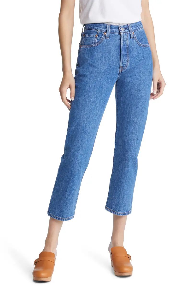 501® High Waist Raw Crop Straight Leg Jeans | Nordstrom