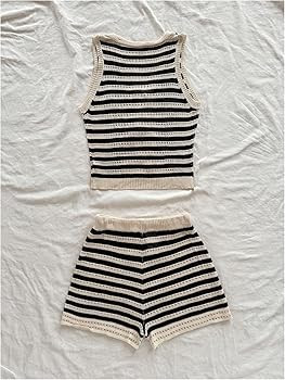 Amazon.com: GORGLITTER Women's Crochet Sets Beach Vacation Hawaiian 2 Piece Going Out Outfits Str... | Amazon (US)