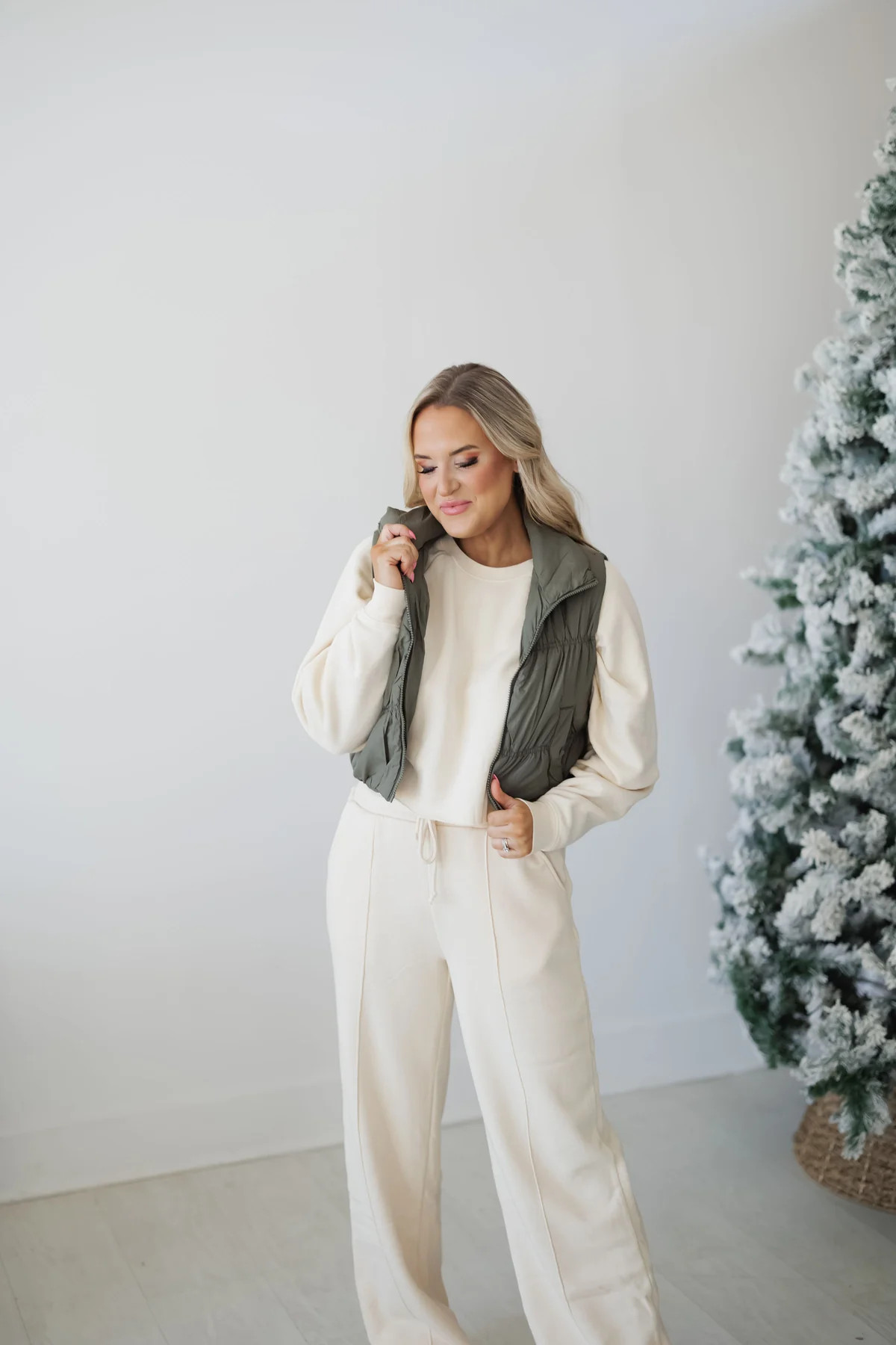 Bridgette Cropped Puffer Vest-Olive-FINAL SALE | Landry Kate