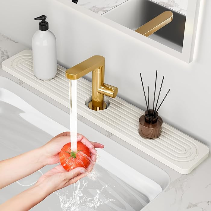 24'' Longer Stone Faucet Mat for Kitchen Sink [Super Absorbent, 30s Quick Drying] Water Absorbing... | Amazon (US)