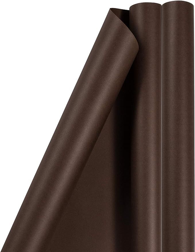 JAM Paper Gift Wrap - Matte Wrapping Paper - 50 Sq Ft Total (30 in x 10 Ft Each) - Matte Chocolat... | Amazon (US)