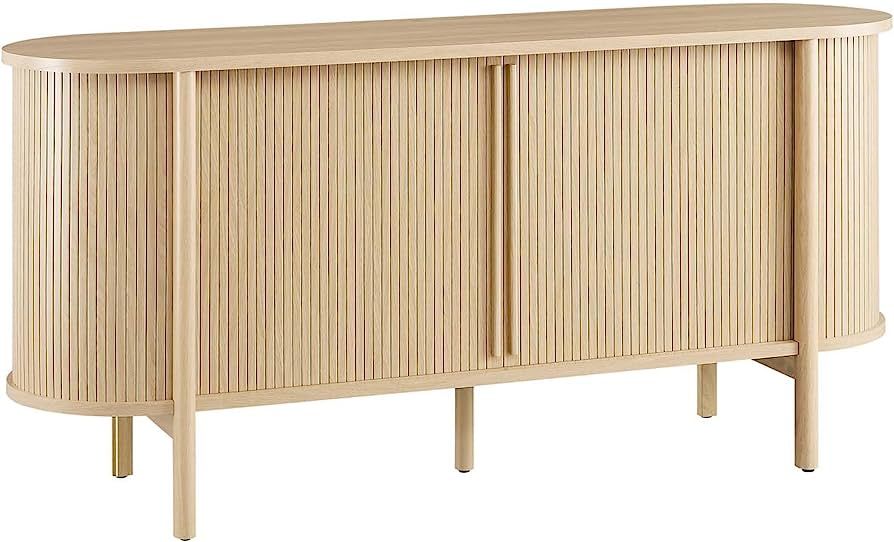 Modway Cadence Fluted Wood Grain Storage Cabinet Sideboard in Oak for Living, Dining Room, Entryw... | Amazon (US)