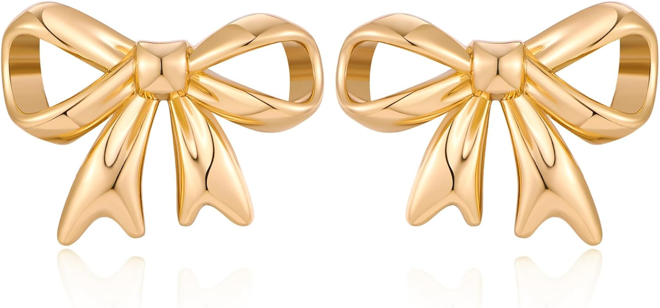 Gold Bow Earrings for Women - Coquette Stud Earrings Ribbon Dangle Drop Jewelry Gifts | Amazon (US)