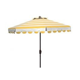 Yellow & White Striped Scalloped Edge 9' Outdoor Patio Umbrella | The Well Appointed House, LLC