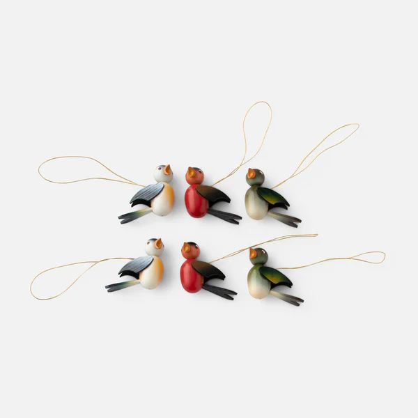 Handcrafted Songbird Ornaments, Set of 6 | Schoolhouse