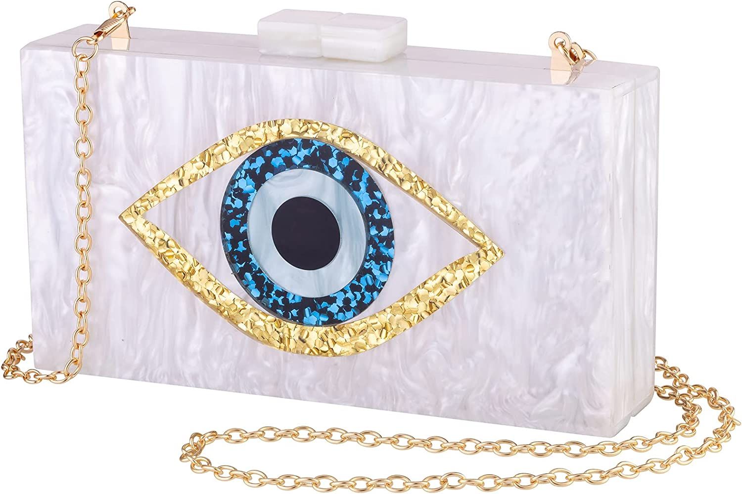 Clutch Purses for Women-Evil Eye Acrylic Clutch Glitter Purse Evening Bag Chain Shoulder Crossbod... | Amazon (US)