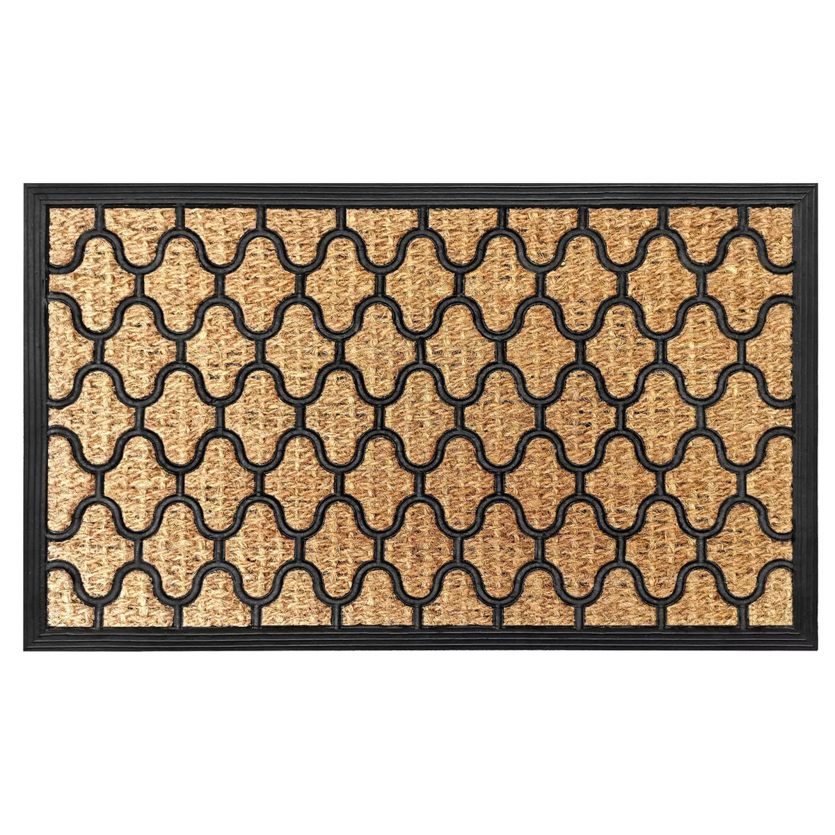 Kate Aurora Madison Chain Link Designed Coir Bristled Outdoor All Season Welcome Mat With Rubber ... | Target