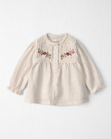Baby Girl Organic Cotton Embroidered Gauze Top - Little Planet | Carter's | Carter's Inc