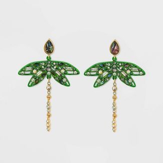 SUGARFIX by BaubleBar Crystal Dragonfly Drop Earrings - Green | Target