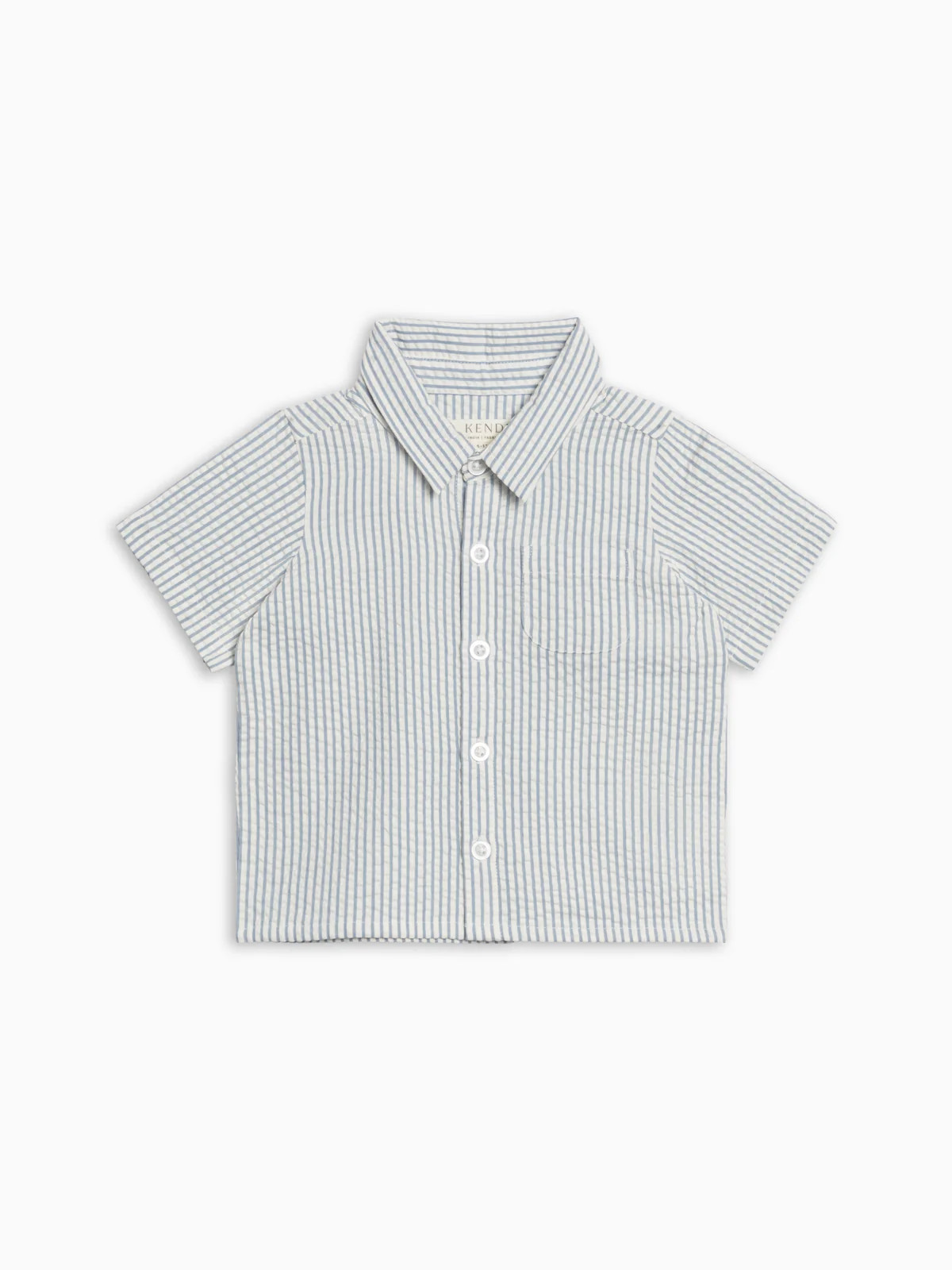 Landon Seersucker Button Down - Shore Stripe / Sea | Colored Organics