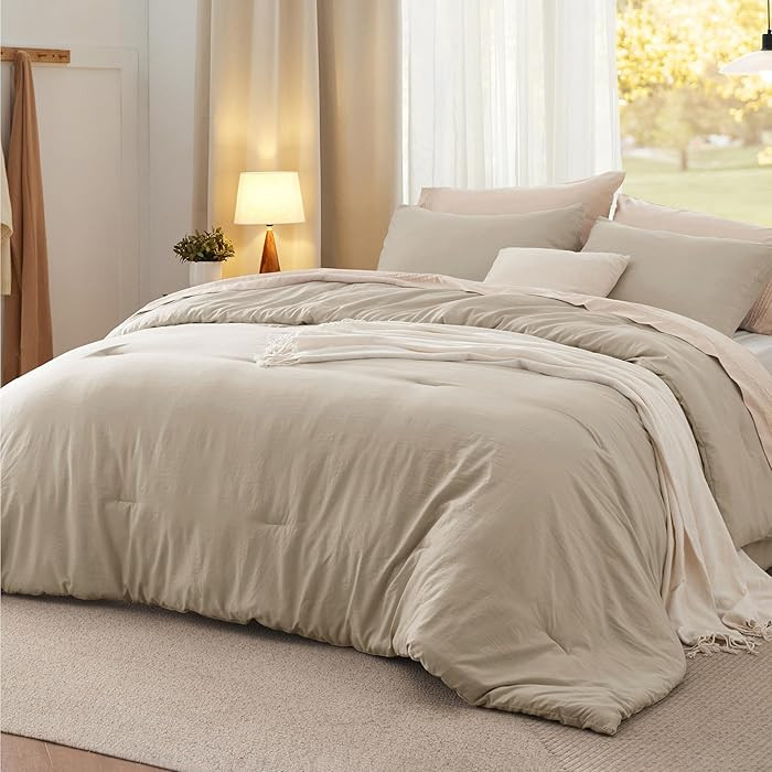 Bedsure King Comforter Set, Sand Soft Prewashed Bedding for All Seasons, 3 Pieces GentleSoft\u212... | Amazon (US)