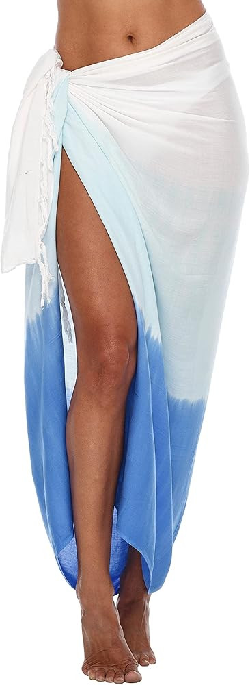 SHU-SHI Sarong Wraps For Women Beach Cover Up Skirt Swimsuit Wrap Pareo Coverups Ombre Tie Dye | Amazon (US)