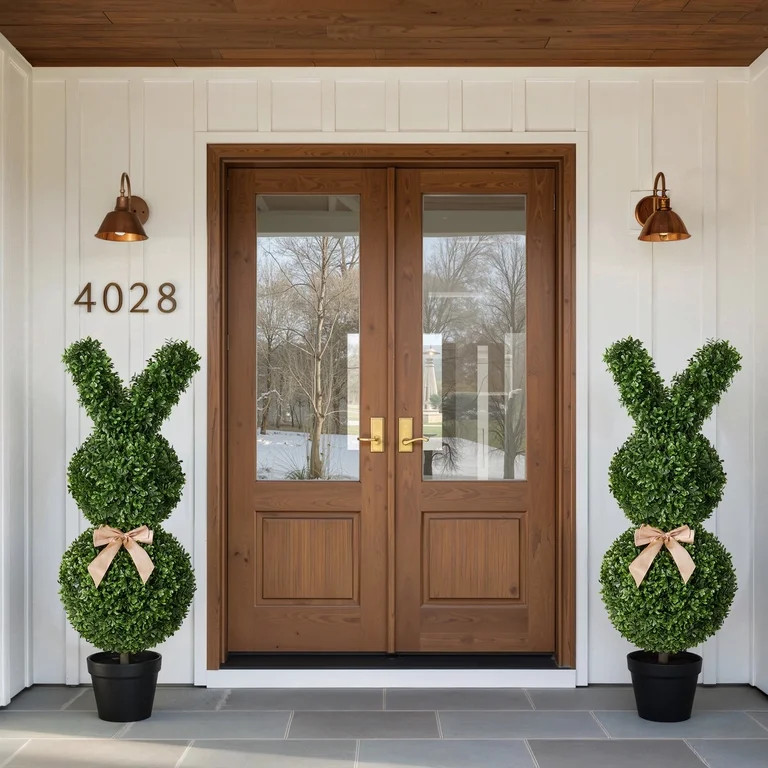 DR.Planzen 2 Pack 36'' Artificial Boxwood Easter Bunny Topiary, Green Spring Outdoor Indoor Decor | Walmart (US)