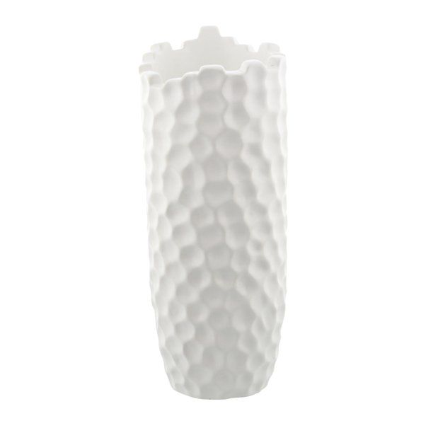 CosmoLiving by Cosmopolitan Extra Large Cylinder White Porcelain Vase with Honeycomb Texture and ... | Walmart (US)