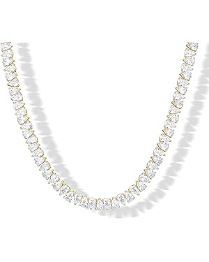 PAVOI 14K Gold Plated Simulated Diamond Tennis Necklaces for Women - Classic Tennis Chain - Timel... | Amazon (US)