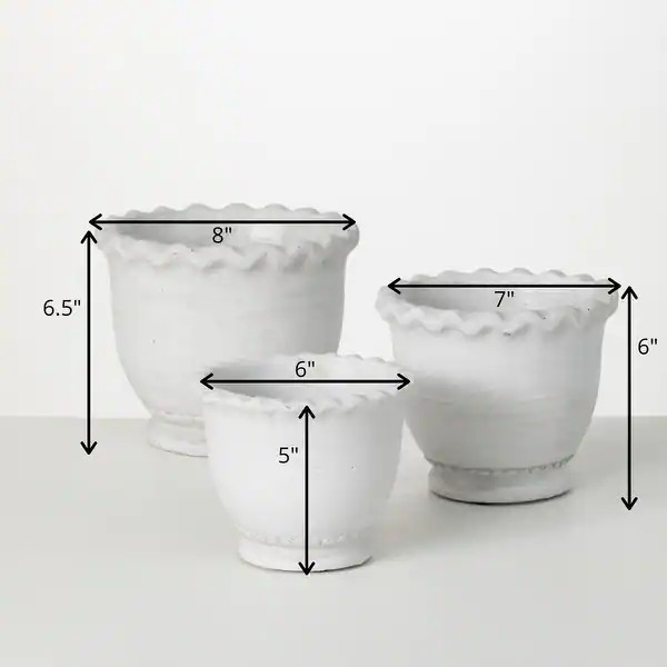 Sullivans White Scalloped Edge Ceramic Planter Set of 3, 6.5"H, 6"H & 5"H White | Bed Bath & Beyond