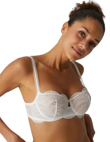 Simone Perele Women's Karma Lacey Underwire Demi Cup French Style Bra, Natural, 36D | Amazon (US)