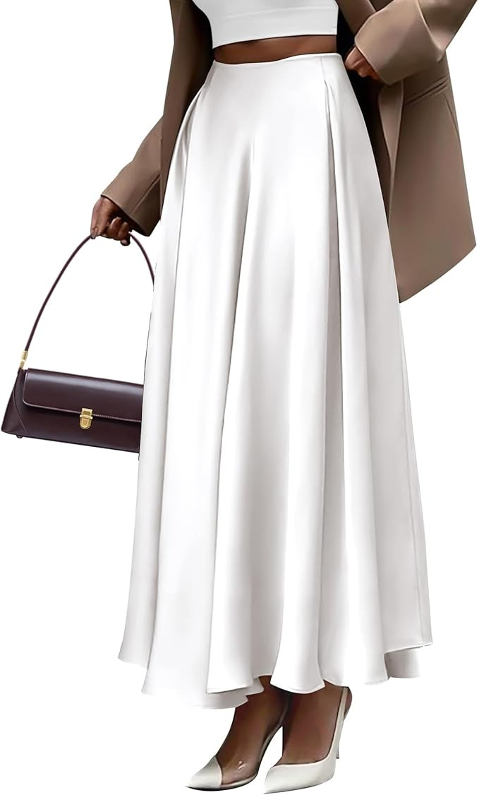 BTFBM Womens High Waist Satin Skirts Summer Spring Outfits 2025 Elegant Flowy A-Line Party Cockta... | Amazon (US)