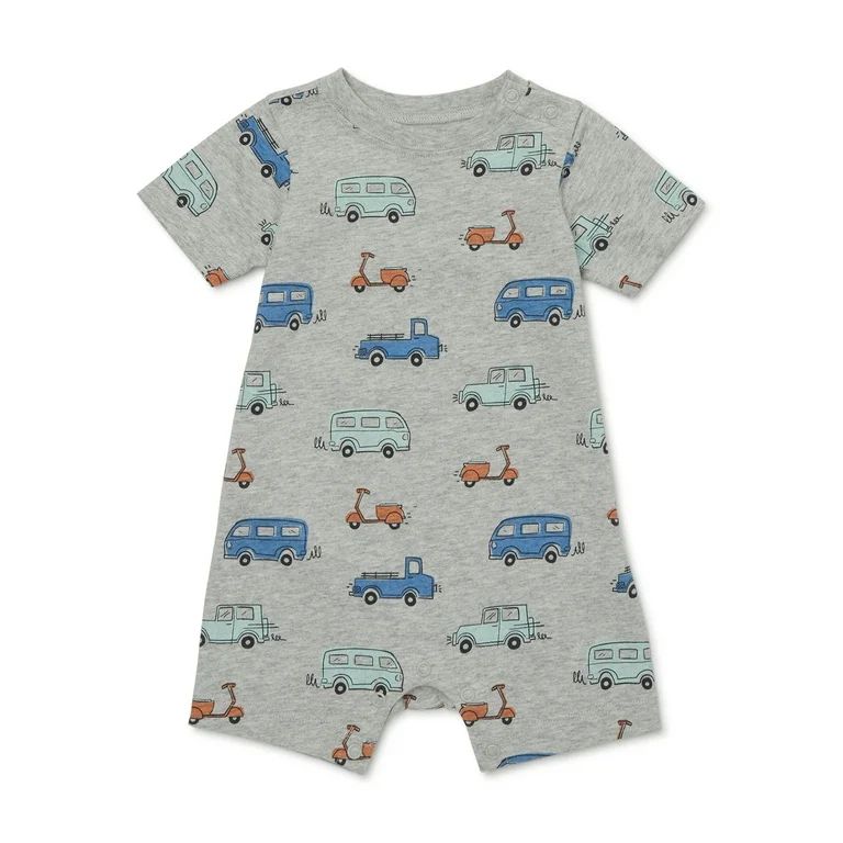 Garanimals Baby Boy Short Sleeve Print Romper, Sizes 0-24 Months | Walmart (US)