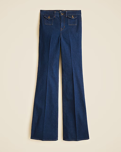 Petite vintage flare jean with flap pockets | J. Crew US