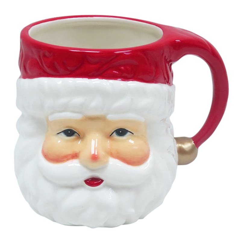Classic Christmas Santa with Blue Eyes Ceramic Figural Mug | At Home