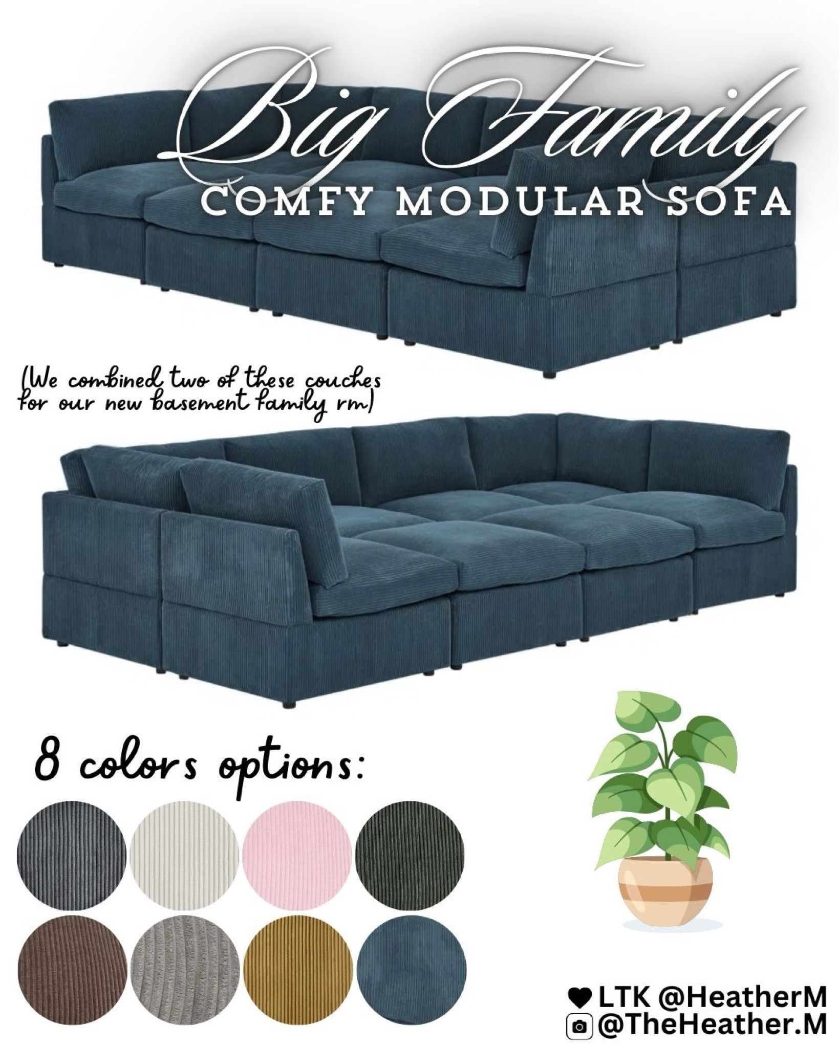 Big family couch! We combined two of this set in our newly renovated basement family room. It is SOOO cozy, easy to assemble & look at all those color options!

#LTKHome #LTKFamily
