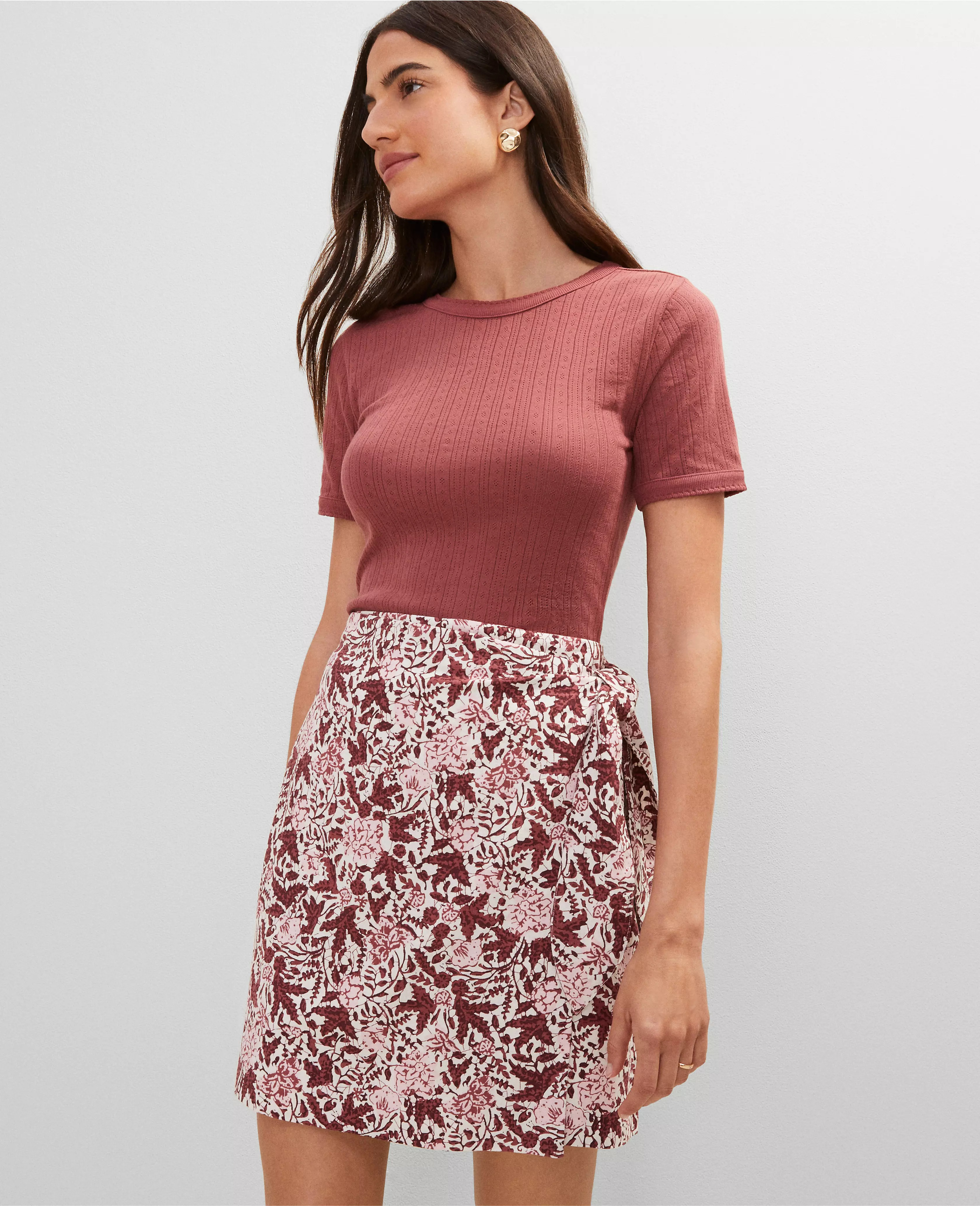 Weekend Collection Floral Linen Blend Wrap Skirt | Ann Taylor
