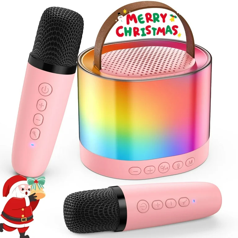 FanFun Karaoke Machine with 2 Wireless Microphones for Adults Kids, Mini Karaoke Speaker with Rgb... | Walmart (US)