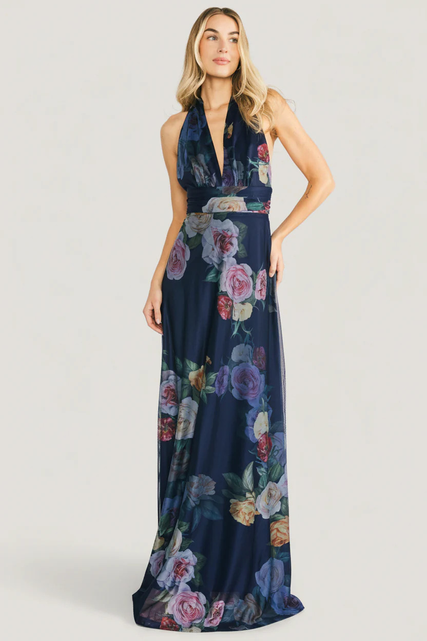 Dresden Halter Maxi Dress - Navy Floral | Baltic Born | Baltic Born