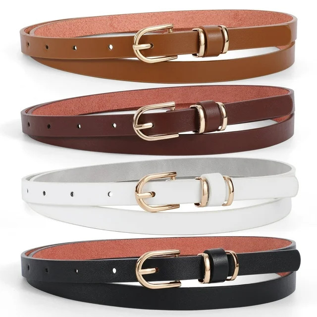 JASGOOD Set of 4 Women Plus Size Skinny Leather Belts for Ladies Girls Dresses Jeans Pants | Walmart (US)