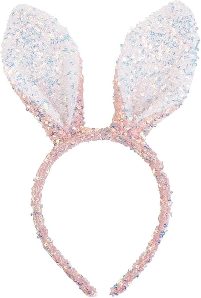 ZEYER Easter Headband for Women and Girls Pink Sequins Bunny Ears Headband | Amazon (US)