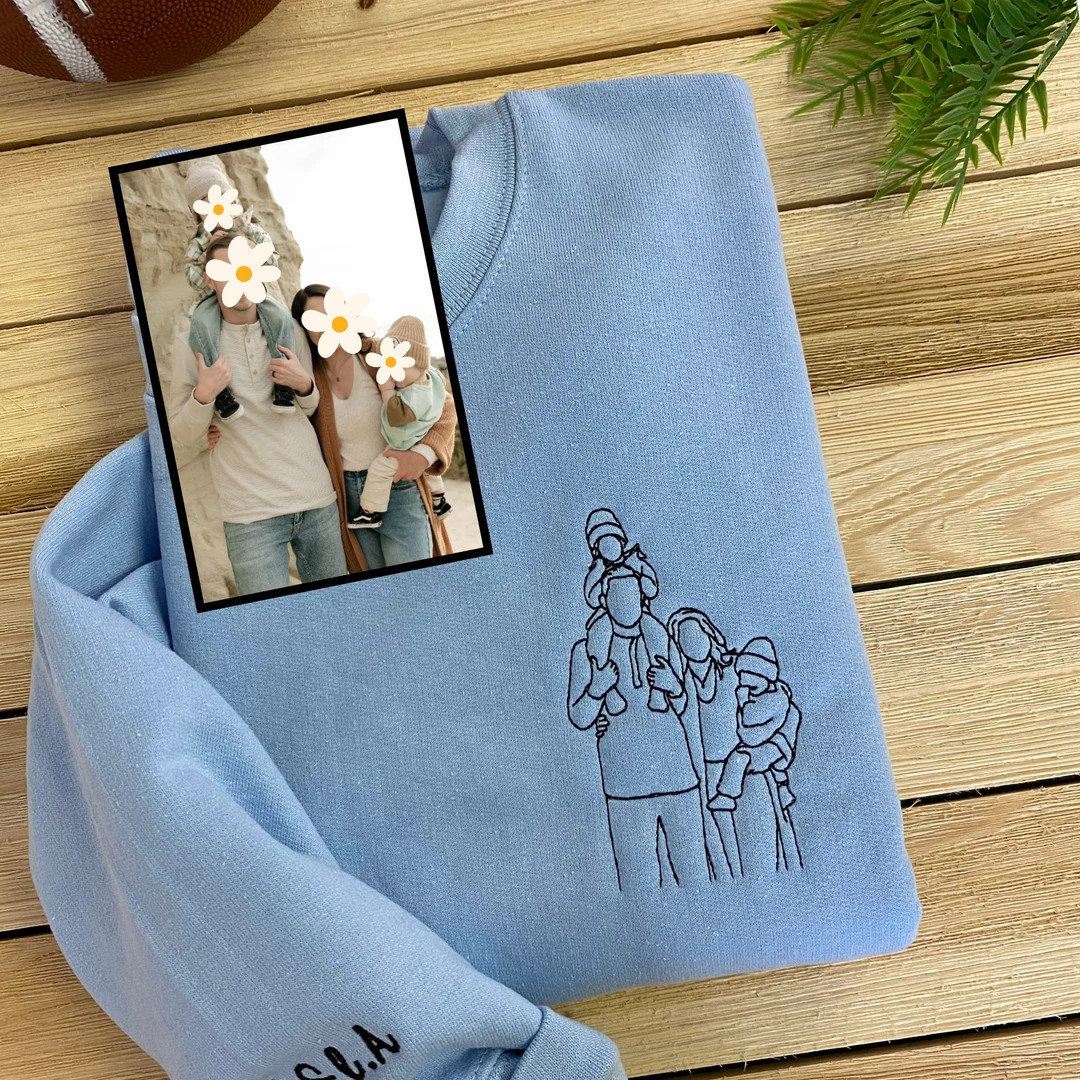 Custom Photo Shirt Embroidered From Photo, Cool Dad Sweatshirt, Family Portrait Hoodie, Personali... | Etsy (US)