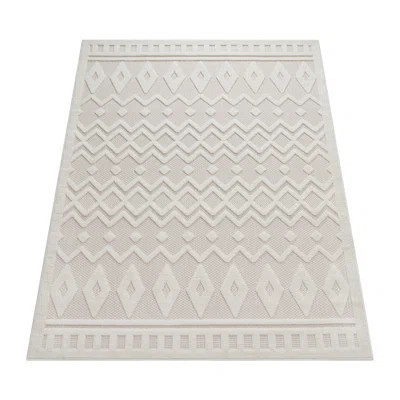 Jamesen Geometric Machine Woven Polypropylene Indoor / Outdoor Area Rug in Cream | Wayfair North America