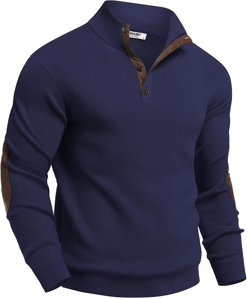 COOFANDY Mens Pullover Sweaters Long Sleeve Knit Quarter Button Sweater Mock Neck Casual Henley S... | Amazon (US)