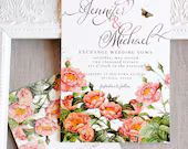 Blush Pink and Rose Gold Wedding Invitation  botanical wedding invite  butterfly invitation  garden wedding  rose wedding  watercolor | Etsy (US)