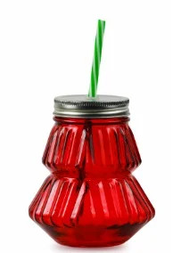 Holiday Time 24 Ounce Red Glass Christmas Tree Beverage Sipper | Walmart (US)