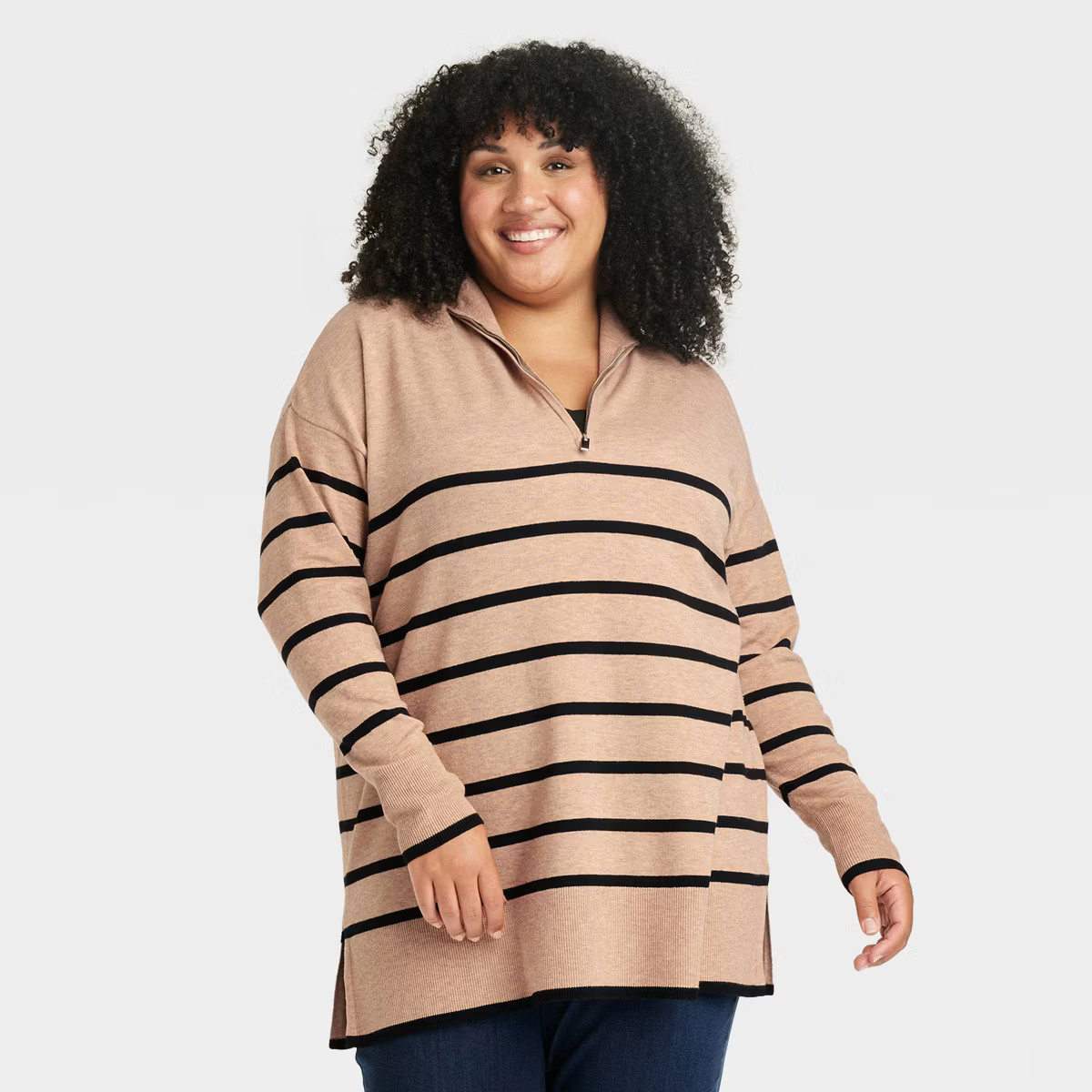 Women's Quarter Zip Mock Turtleneck Pullover Sweater - Ava & Viv™ | Target