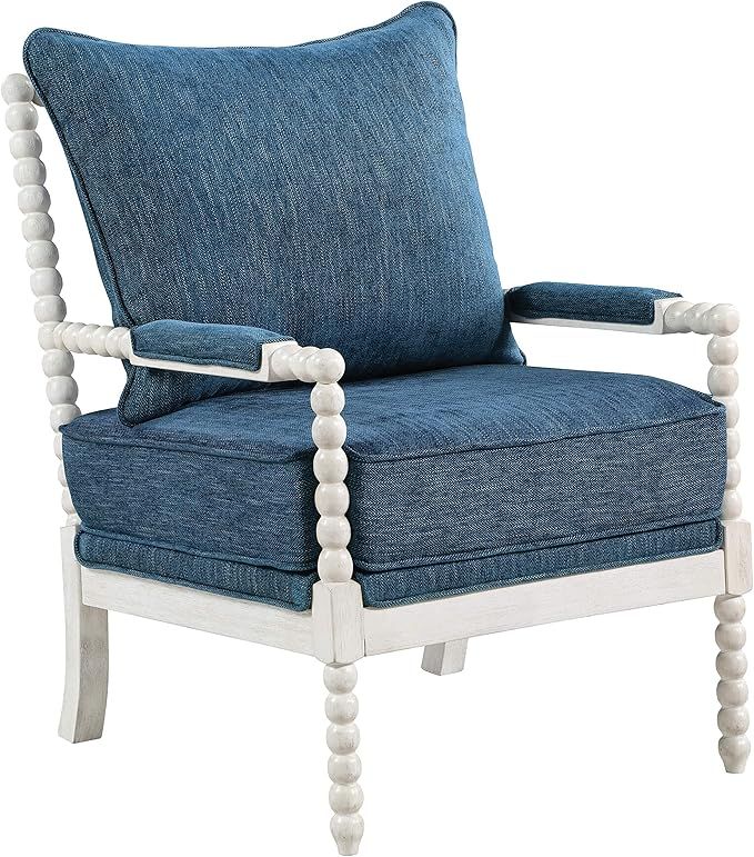 Avenue Six Kaylee Spindle Accent Chair, White Frame with Navy Fabric | Amazon (US)