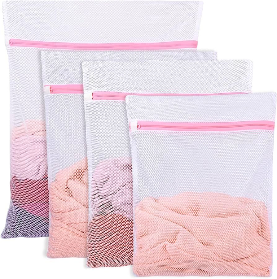 Vivifying Mesh Laundry Bags, 4pcs Laundry Bags Coarse Mesh Wash Bags with Zipper for Washing Mach... | Amazon (US)