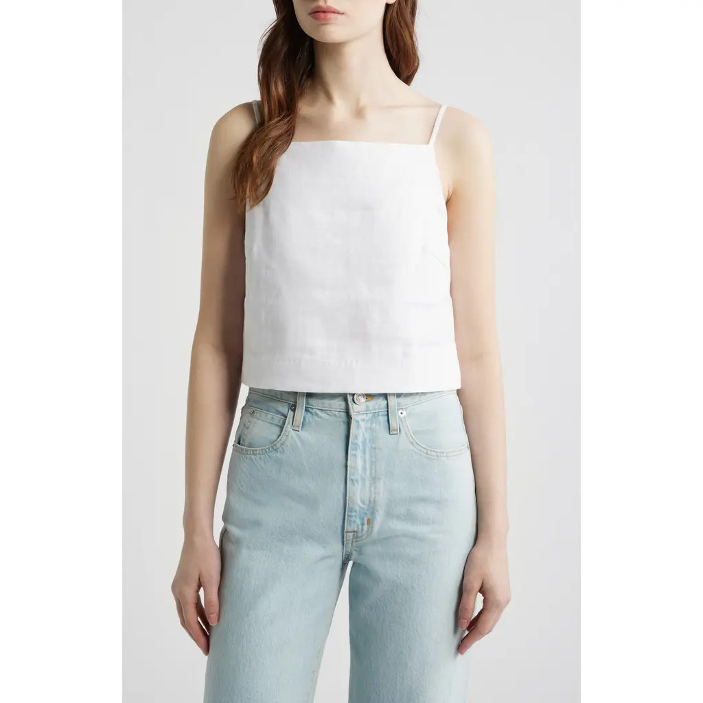 Reformation Kerri Linen Crop Tank in White at Nordstrom, Size Small | Nordstrom