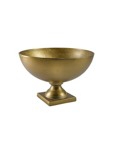 Serene Spaces Living Large Antique Brass Pedestal Bowl - Vintage Wedding Centerpiece and Flower Vase for Dining Table, Entryway Decor, 10" Diameter & 6.75" Tall | Amazon (US)