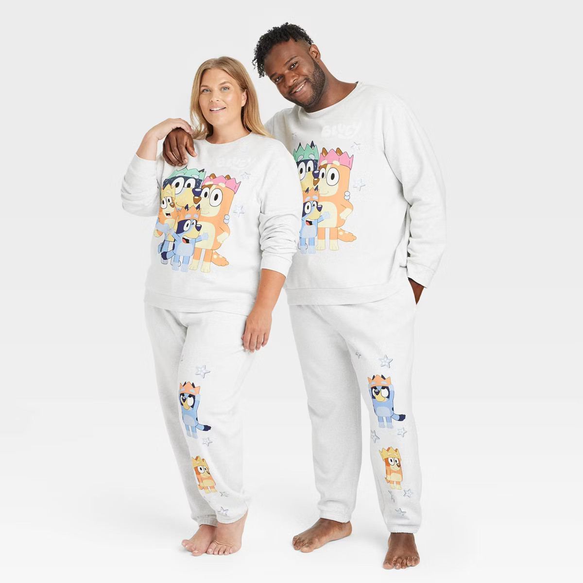 Adult Bluey Family Graphic Joggers - Heather Gray | Target