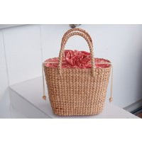 Straw Beach Bag With Orange Polka Dot, Straw Handbag, 40Th Birthday Gifts For Women, Seagrass Bag, B | Etsy (US)