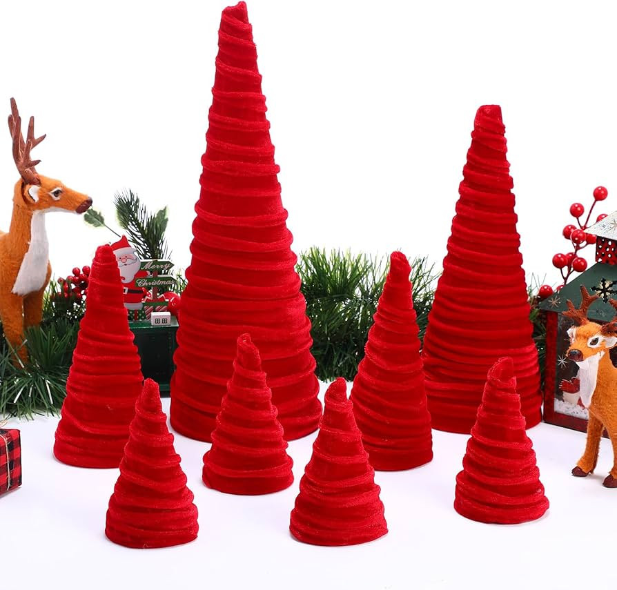 Liliful 8 Pieces Christmas Velvet Trees Set Modern Christmas Decor 4 Sizes Handmade Christmas Tab... | Amazon (US)