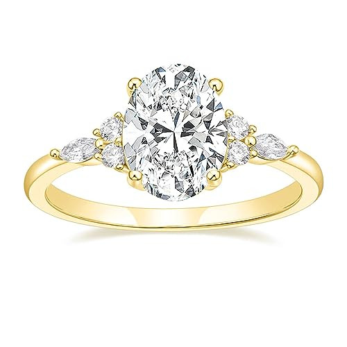 TIGRADE 3CT Engagement Ring Oval Cut Cubic Zirconia Marquise Round CZ Eternity Wedding Band for Women Size 3-12, Gold, Size 6 | Amazon (US)