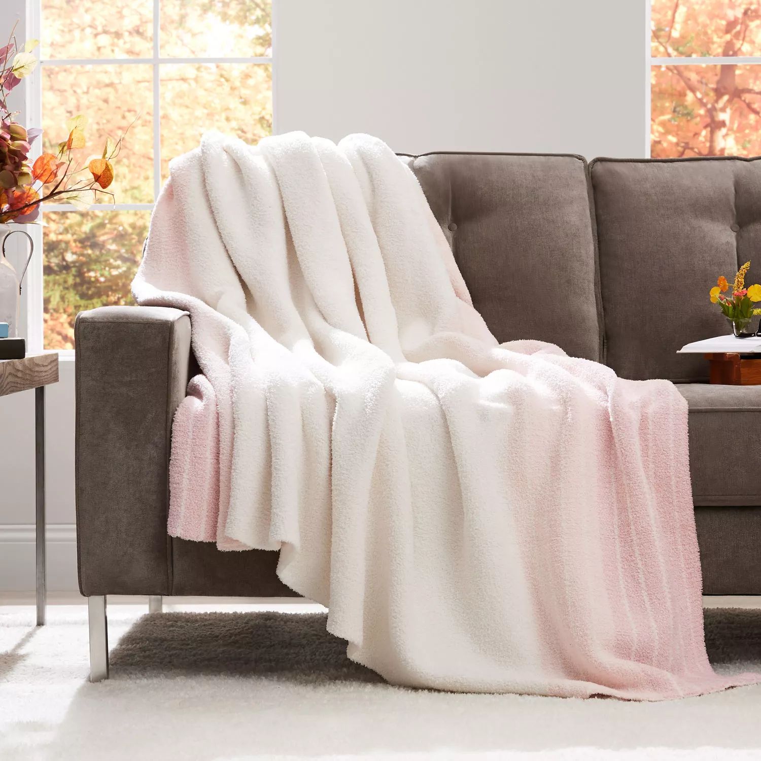 Member’s Mark Luxury Premier Collection Cozy Knit Heathered Border Throw (Assorted Colors) | Sam's Club