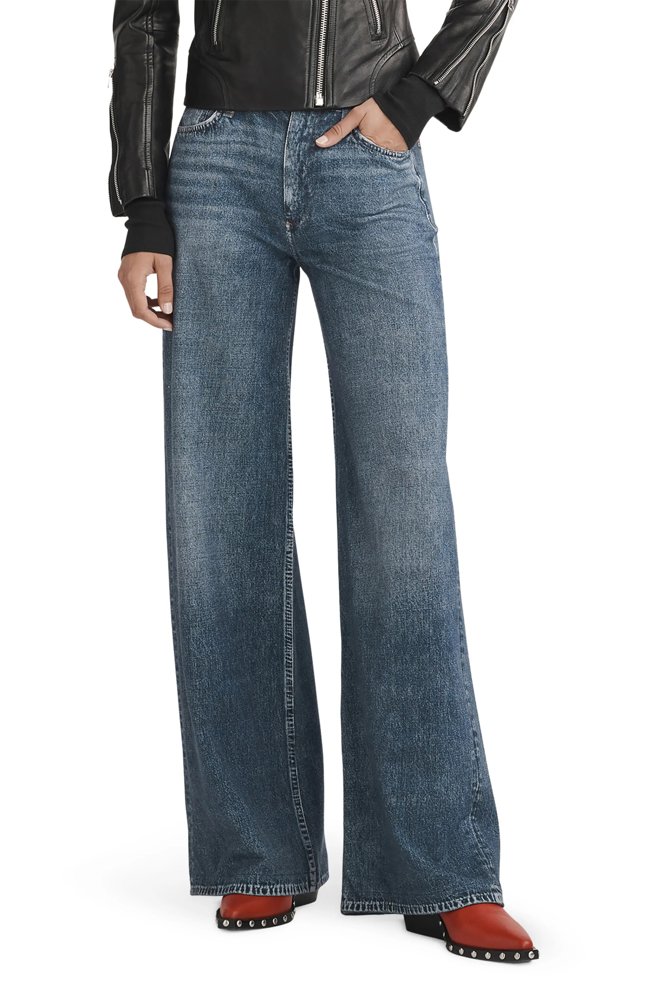 rb Miramar Sofie High Waist Ankle Wide Leg Terry Sweatpant Jeans (Women) | Nordstrom | Nordstrom