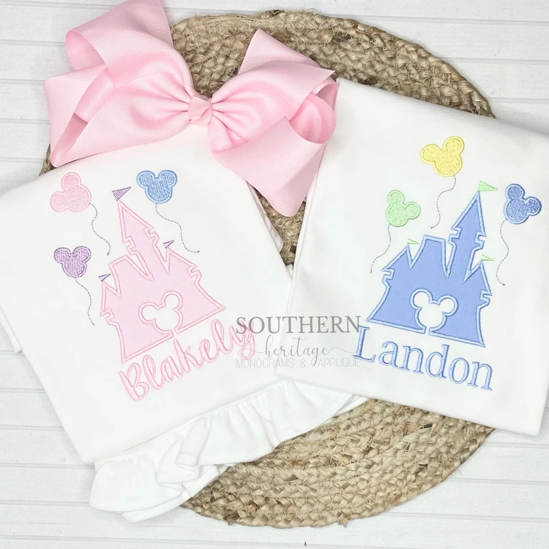 Magical Castle With Balloons Appliqué Shirt/dress/romper/bubble - Etsy | Etsy (US)