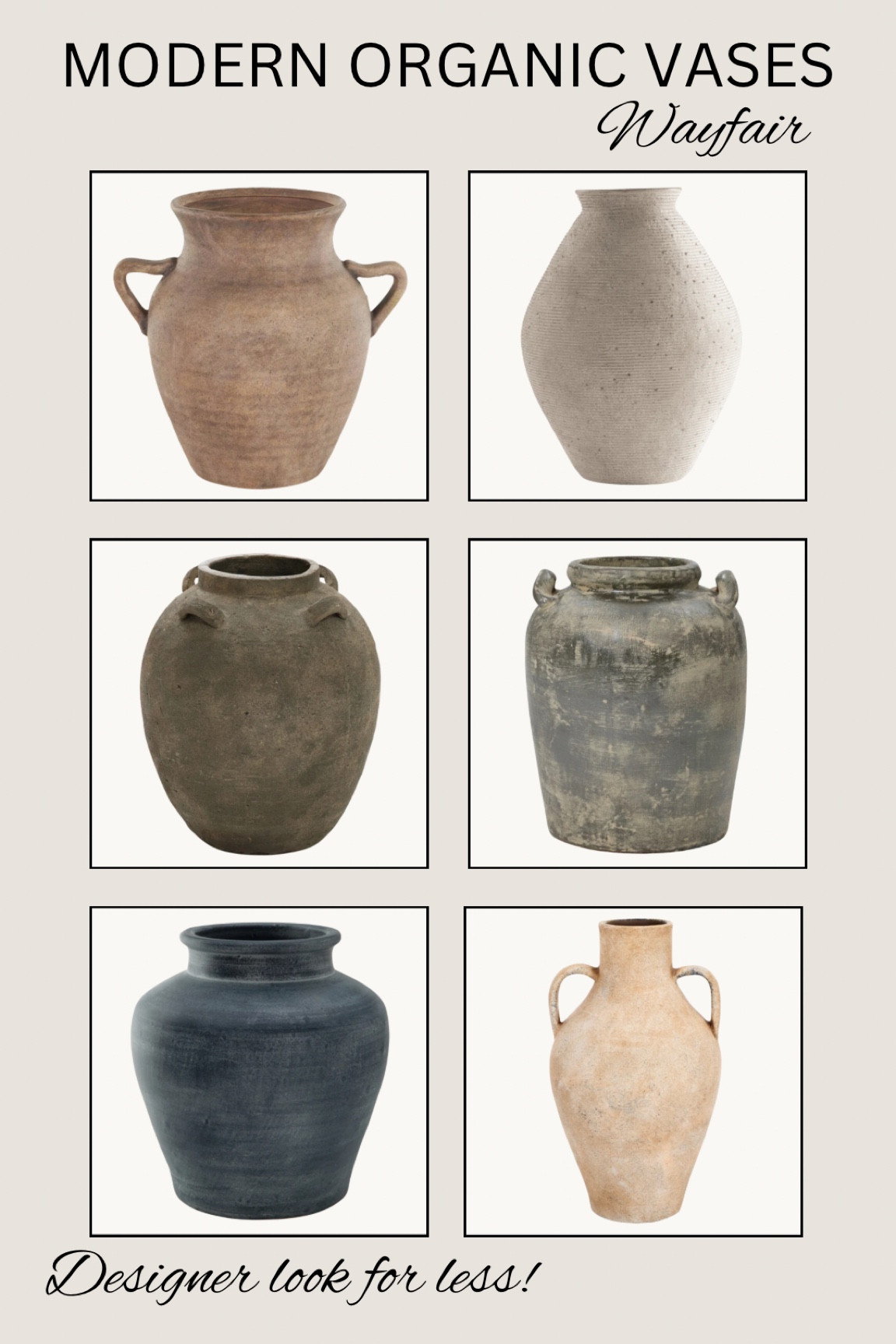 Modern organic vases! Get that designer look for less!

#vases #homedecor #vase #modernorganic #earthy #neutralhome #homefind #designerlook #affordable #decor #budgetfriendly #neutraldecor

#LTKFindsUnder100 #LTKHome